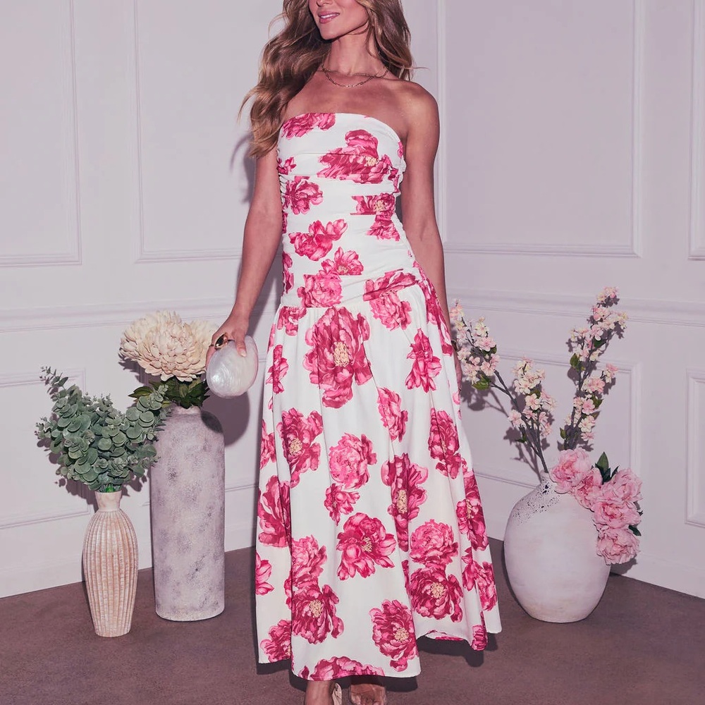Flying Tomato Pink and White Floral Maxi Dress